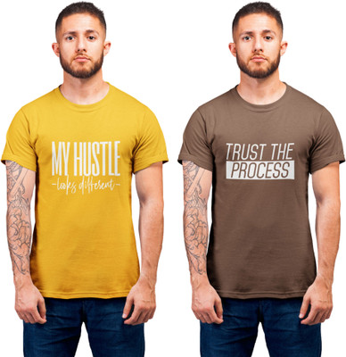Stylewill Typography Men Round Neck Yellow, Black T-Shirt