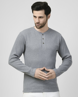 SMASH SMART WEAR Solid Men Crew Neck Grey T-Shirt