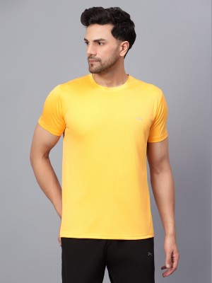 SHIV-NARESH Solid Men Round Neck Gold T-Shirt