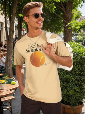 Bene Kleed Printed Men Crew Neck Beige T-Shirt