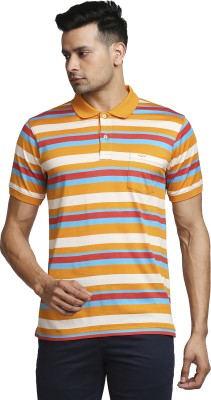 COLORPLUS Striped Men Polo Neck Orange T-Shirt