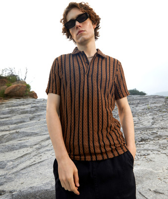 CAMPUS SUTRA Striped Men Polo Neck Multicolor T-Shirt