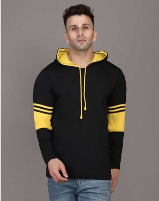 HIGHLANCE Colorblock Men Hooded Neck Black, Yellow T-Shirt