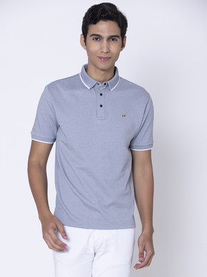 Braclo Solid Men Polo Neck Grey T-Shirt