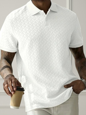 The Modern Soul Solid Men Polo Neck White T-Shirt