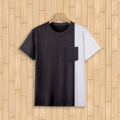 TANNU FAB Self Design Men Boat Neck Black T-Shirt
