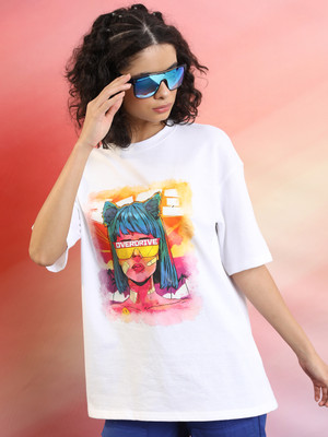 Tokyo Talkies Printed, Typography Women Round Neck White T-Shirt