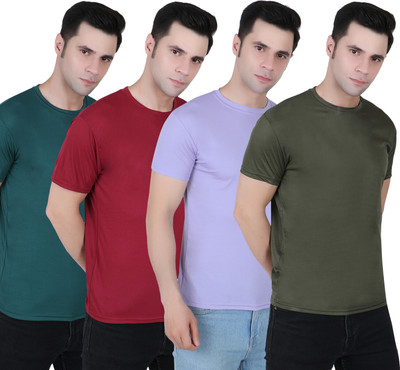 HOC Solid Men Round Neck Multicolor T-Shirt