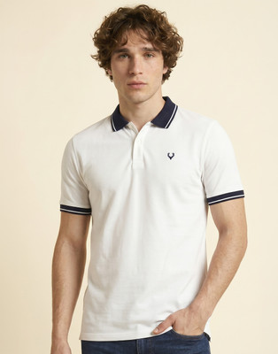 Allen Solly Solid Men Polo Neck White T-Shirt