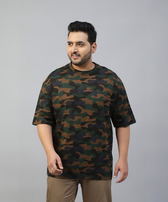 Veirdo Printed Men Round Neck Green T-Shirt