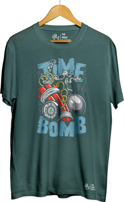 THE PRINT PLATTER Graphic Print Men Round Neck Dark Green T-Shirt