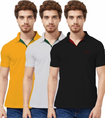 TAB91 Solid Men Polo Neck Multicolor T-Shirt