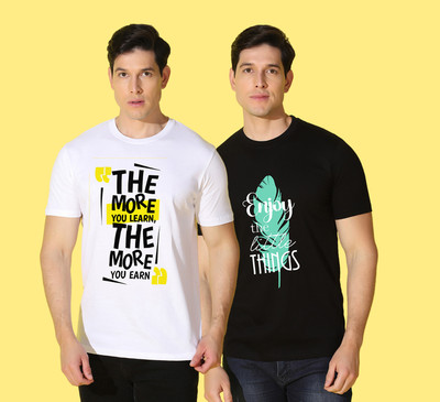 WOOSTRO Printed Men Round Neck Multicolor T-Shirt