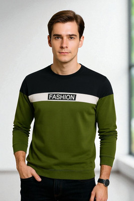 Autna Colorblock Men Round Neck Dark Green T-Shirt