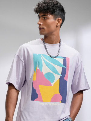 HIGHLANDER Self Design Men Round Neck Purple T-Shirt
