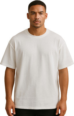 AVYOT Solid Men Round Neck White T-Shirt