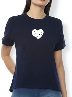 Nilan Tees Wear Solid Women Round Neck Navy Blue T-Shirt