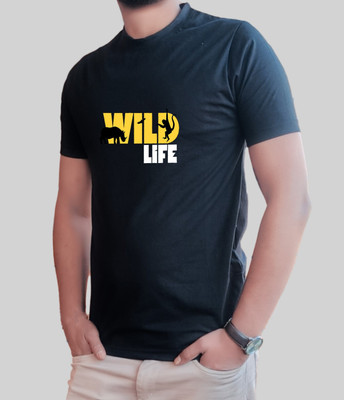JP Creation Printed Men Round Neck Navy Blue T-Shirt