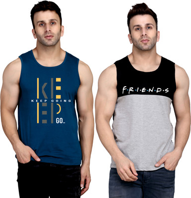 Cryptic Printed Men Round Neck Dark Blue, Black, Grey T-Shirt