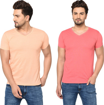 Tresna Trendy Solid Men V Neck Multicolor T-Shirt