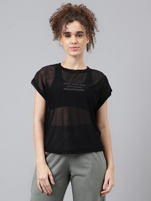 MKH Solid Women Round Neck Black T-Shirt