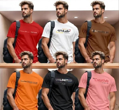 RAJDHANI OVERSEAS Printed Men Round Neck Multicolor T-Shirt