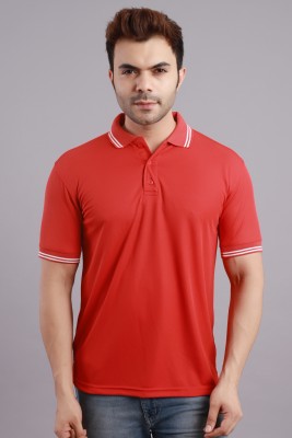 SCUBA Solid Men Polo Neck Red T-Shirt