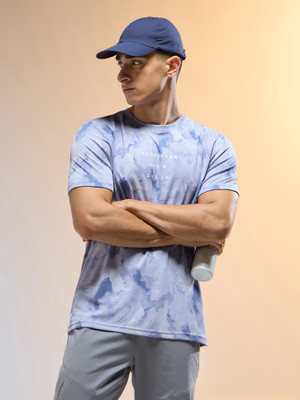 TECHNOSPORT Printed Men Crew Neck Purple T-Shirt