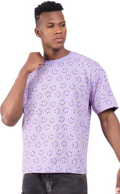 SONI BROS Printed Men Round Neck Purple T-Shirt
