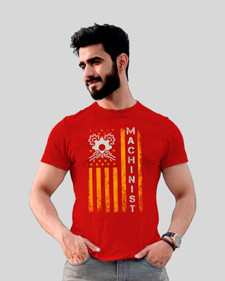 JP Creation Printed, Typography Men Round Neck Red T-Shirt