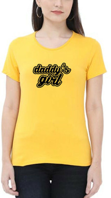 Trendtee Printed Women Round Neck Yellow T-Shirt