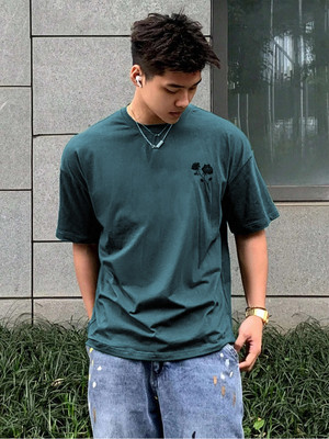 RIGO Typography Men Round Neck Green T-Shirt