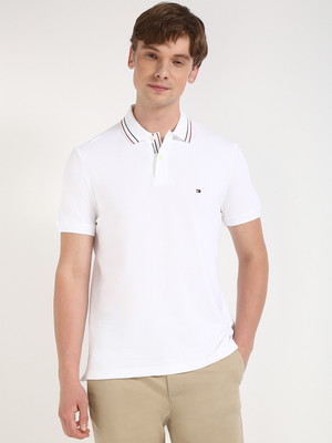 TOMMY HILFIGER Solid Men Polo Neck White T-Shirt