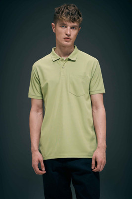 Maxzone Solid Men Polo Neck Light Green T-Shirt