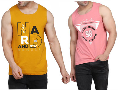 Restore Graphic Print Men Round Neck Pink, Yellow T-Shirt