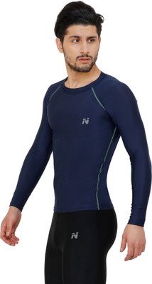 NINQ Solid Men Round Neck Dark Blue T-Shirt