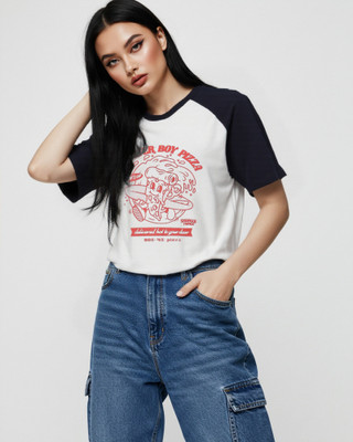 METRONAUT Printed Women Round Neck Multicolor T-Shirt