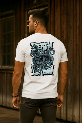 Lecowar Printed Men Round Neck White T-Shirt