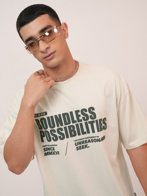 HIGHLANDER Printed Men Round Neck Yellow T-Shirt