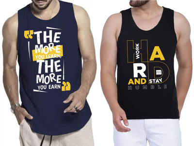 Restore Typography Men Round Neck Blue, Black, Multicolor T-Shirt