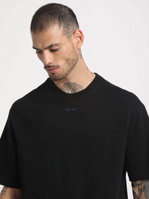 THE BEAR HOUSE Solid Men Round Neck Black T-Shirt
