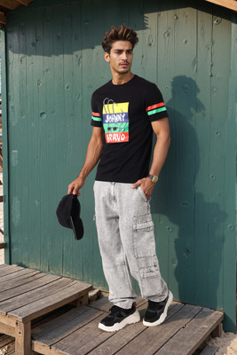 The Indian Garage Co. Printed Men Crew Neck Black T-Shirt