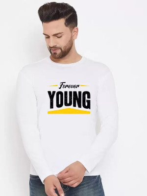 ManGOD Printed, Self Design Men Round Neck White T-Shirt