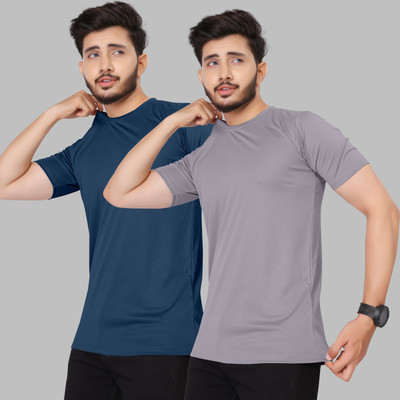 M7 By Metronaut Solid Men Round Neck Multicolor T-Shirt