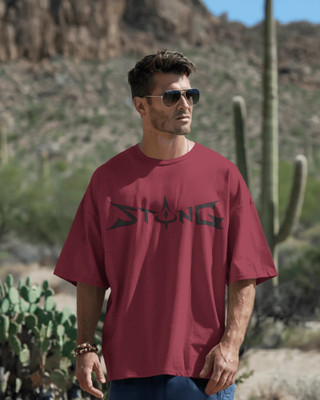 silver moon clothing Printed Men Round Neck Maroon T-Shirt