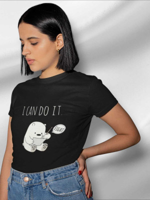 Clori Solid Women Round Neck Black T-Shirt