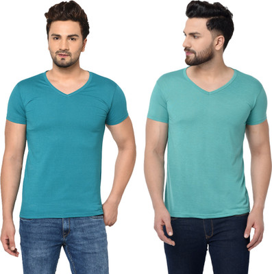 Tresna Trendy Solid Men V Neck Multicolor T-Shirt