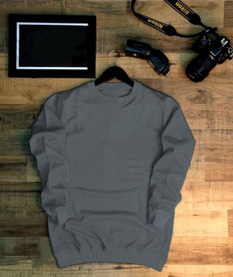Magneto Solid Men Round Neck Grey T-Shirt