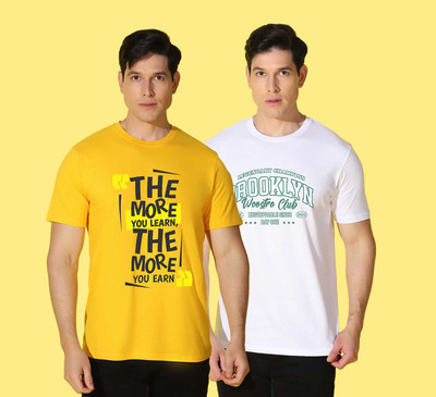 WOOSTRO Printed Men Round Neck Multicolor T-Shirt