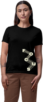 Fighterhero Printed Women Round Neck Black T-Shirt